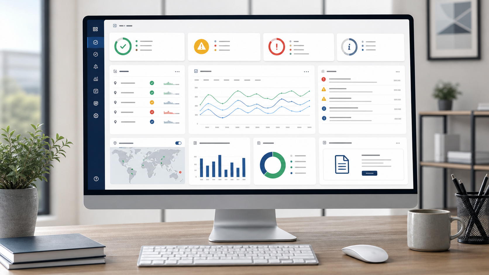 Illustrative monitoring dashboard with environmental trends
